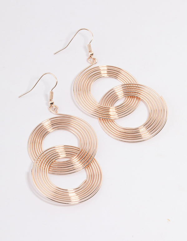 Rose Gold Linked Coil Drop Earrings