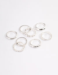 Silver Plain & Molten Twisted Ring 8-Pack - link has visual effect only