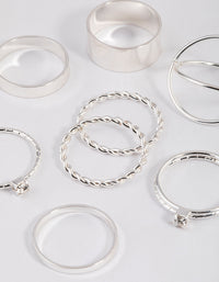 Silver Thick & Diamante Ring 8-Pack - link has visual effect only