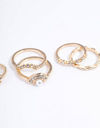 Gold Pearl & Diamante Nestled Ring 6-Pack - link has visual effect only