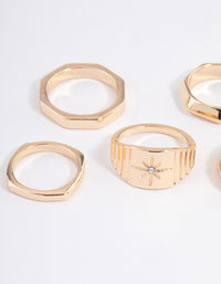 Gold Mixed Shape Star Ring 5-Pack - link has visual effect only