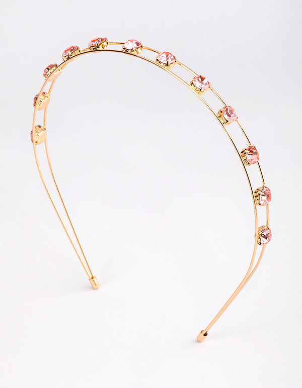 Gold Double Band Diamante Headband