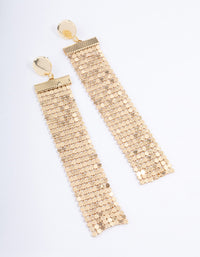 Gold Mesh Chain Statement Drop Earrings - link has visual effect only