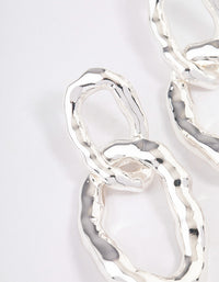 Silver Plated Molten Link Drop Earrings - link has visual effect only