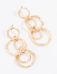 Gold Plated Warped Diamante Circle Drop Earrings - link has visual effect only