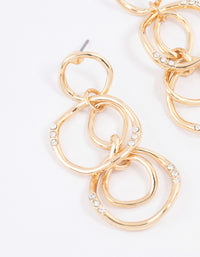 Gold Plated Warped Diamante Circle Drop Earrings - link has visual effect only