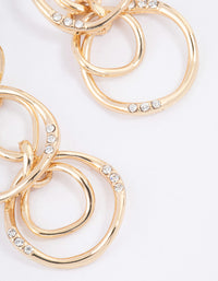 Gold Plated Warped Diamante Circle Drop Earrings - link has visual effect only