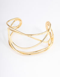 Gold Plated Organic Wire Cuff Bangle - link has visual effect only