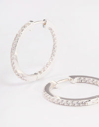 Silver Plated Cubic Zirconia Pave Huggie Hoop Earrings - link has visual effect only