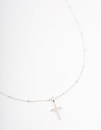 Silver Plated Brass  Cubic Zirconia Pave Cross Necklace - link has visual effect only