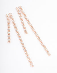 Rose Gold Front & Back Diamante Drop Earrings - link has visual effect only