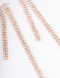 Rose Gold Front & Back Diamante Drop Earrings - link has visual effect only