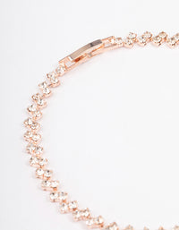 Rose Gold Double Dangle Diamante Pendant Tennis Bracelet - link has visual effect only