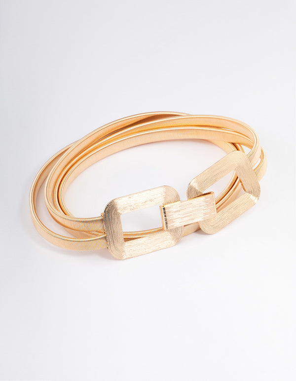 Gold Rectangle Buckle Stretch Belt