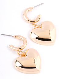 Gold Puffy Heart Huggie Earrings - link has visual effect only