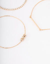 Gold Ball Diamante Chain Bracelet 4-Pack - link has visual effect only