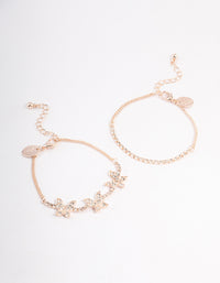 Rose Gold Diamante & Butterfly Bracelet Pack - link has visual effect only