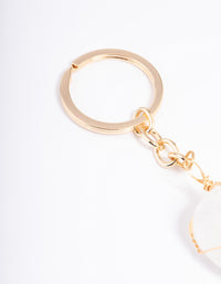 Gold Clear Quartz Semi-Precious Key Ring - link has visual effect only