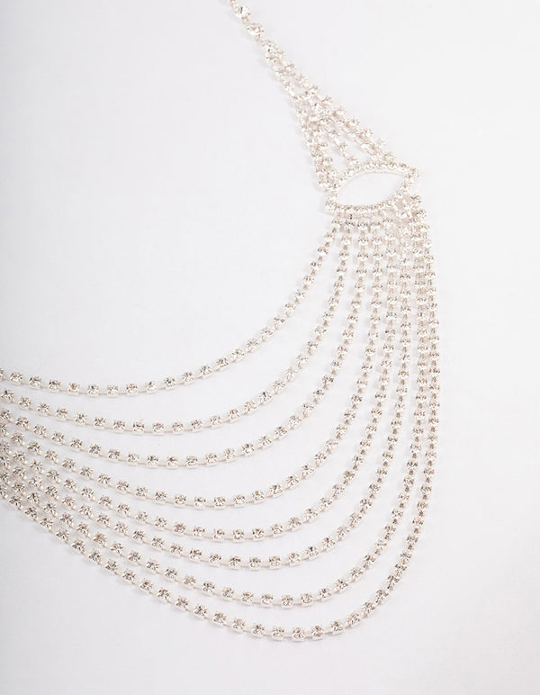 Silver Diamante Layered Statement Necklace