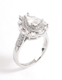 Silver Flare Pear Cubic Zirconia Ring - link has visual effect only