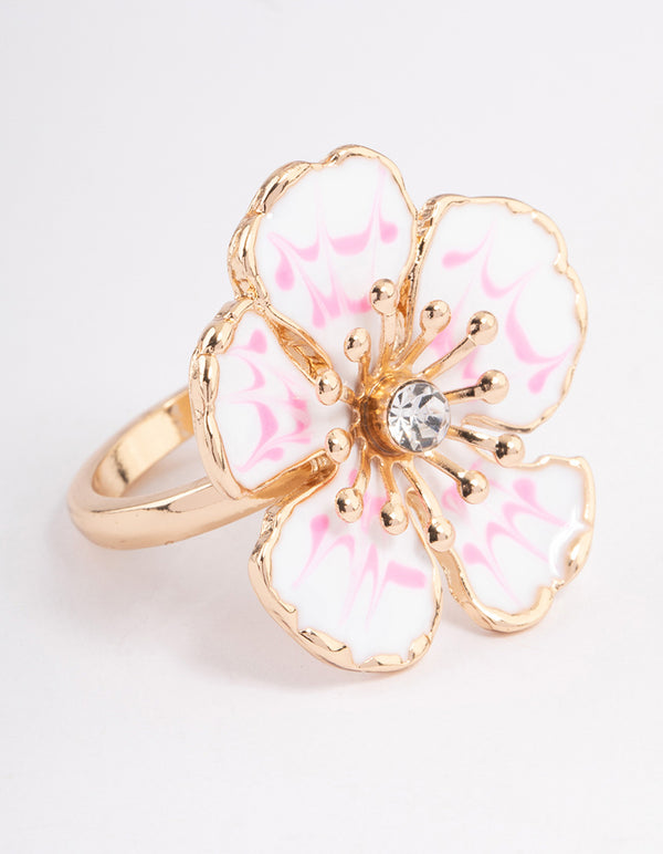 Gold Hibiscus Flower Ring