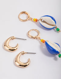 Blue Coloured Shell Earrings Pack - link has visual effect only