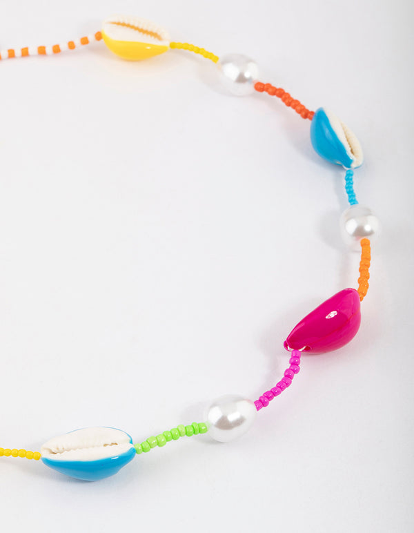 Plastic Beaded Multi Clear Shell Necklace