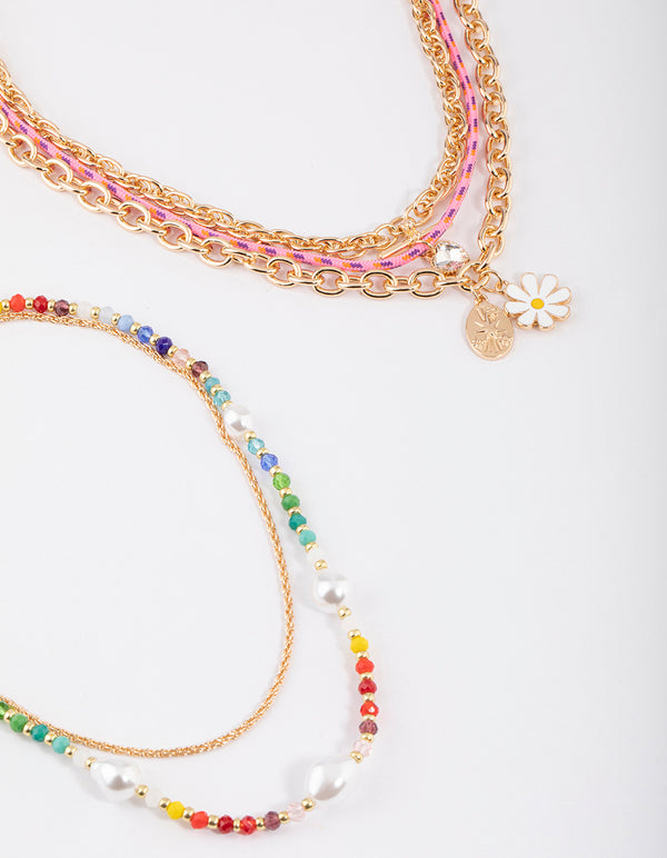 Gold Multi Charm Layered Necklace