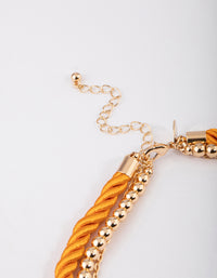 Gold Layered Orange Coloured Rope Pearl Necklace - link has visual effect only