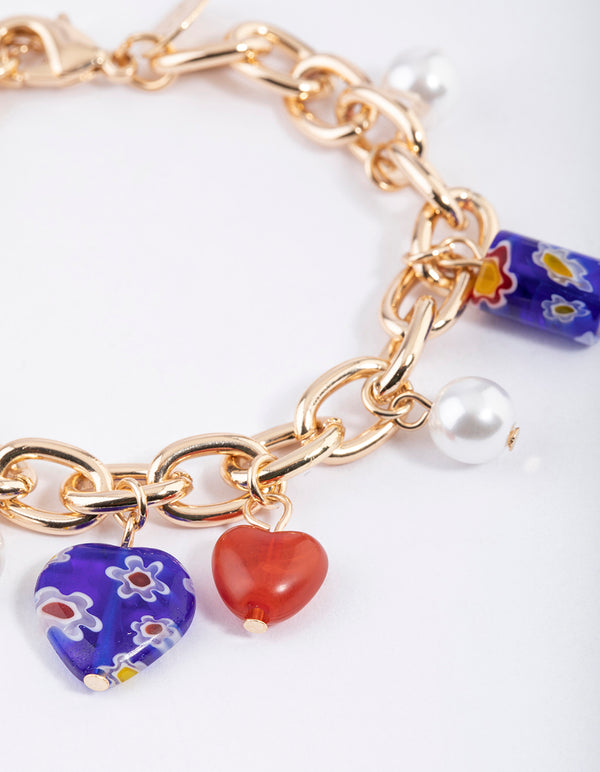 Gold Multi Charm Bracelet