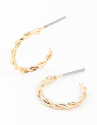 Gold Rope Twisted Huggie Earrings - link has visual effect only