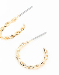 Gold Rope Twisted Huggie Earrings - link has visual effect only