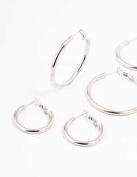 Waterproof Stainless Steel Large Basic Hoop Earrings Pack - link has visual effect only