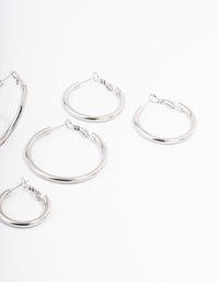 Waterproof Stainless Steel Large Basic Hoop Earrings Pack - link has visual effect only