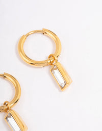 Waterproof Gold Plated Stainless Steel Classic Baguette Huggie Earrings - link has visual effect only