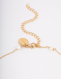 Waterproof Gold Plated Stainless Steel Freshwater Pearl Station Coin Necklace - link has visual effect only