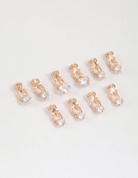 Rose Gold Graduating Diamante Clip On Earrings 5-Pack - link has visual effect only