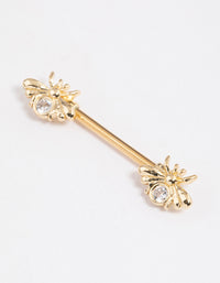 Gold Plated Surgical Steel Double Bee Nipple Piercing - link has visual effect only