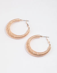 Rose Gold Textured Threader Hoop Earrings - link has visual effect only