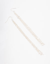 Silver Multi Row Chain Drop Earrings - link has visual effect only