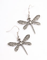 Antique Silver Dragonfly Drop Earrings - link has visual effect only