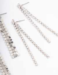 Rhodium Cupchain Chainmail Drop Earrings Pack - link has visual effect only