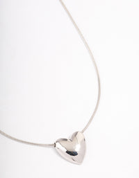 Silver Large Plain Heart Pendant Necklace - link has visual effect only