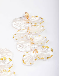 Gold Pearlised Petal Drop Earrings - link has visual effect only