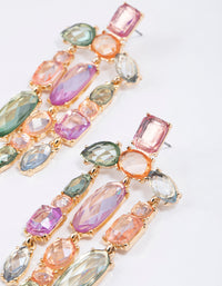 Gold Statement Mixed Jewel Drop Earrings - link has visual effect only