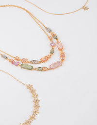 Gold Chunky Mixed Statement Double Layered Necklace - link has visual effect only