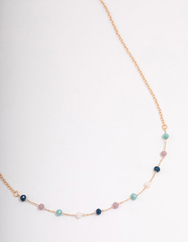 Gold Multi-Coloured Beaded Necklace