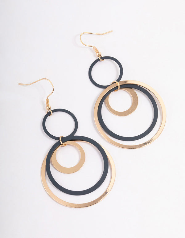 Blue Fine Multi Hoop Drop Earrings