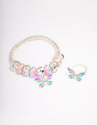 Kids Stretch Glitter Butterfly Bracelet & Ring Set - link has visual effect only