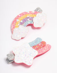 Kids Fabric Glitter Rainbow Hair Snaps Pack - link has visual effect only